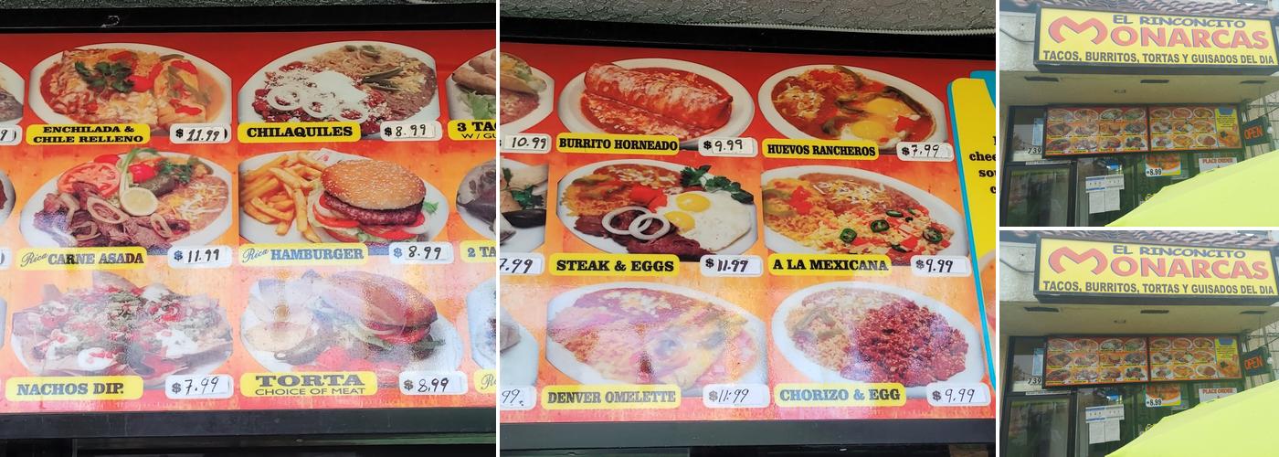 El Rinconcito Monarcas Menu