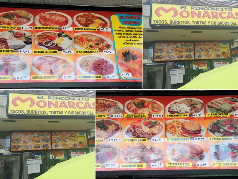 El Rinconcito Monarcas Menu