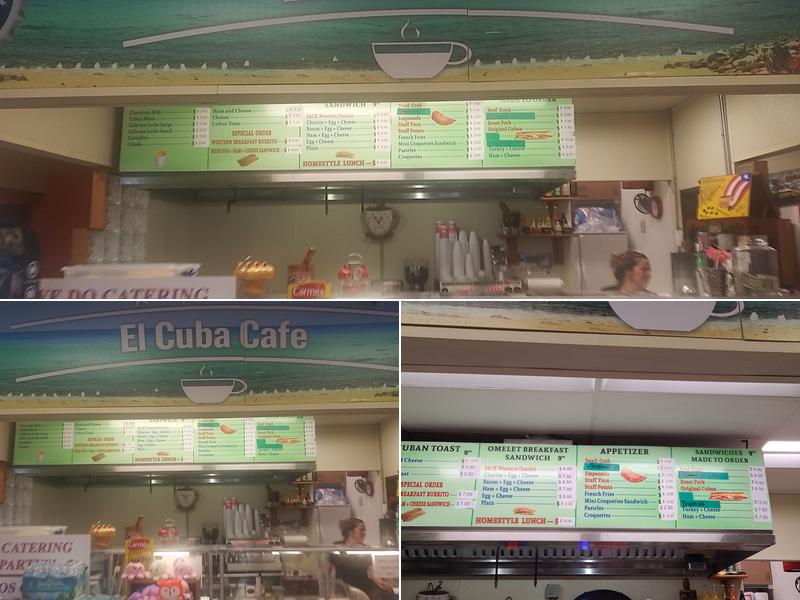 El Cuba Cafe Menu