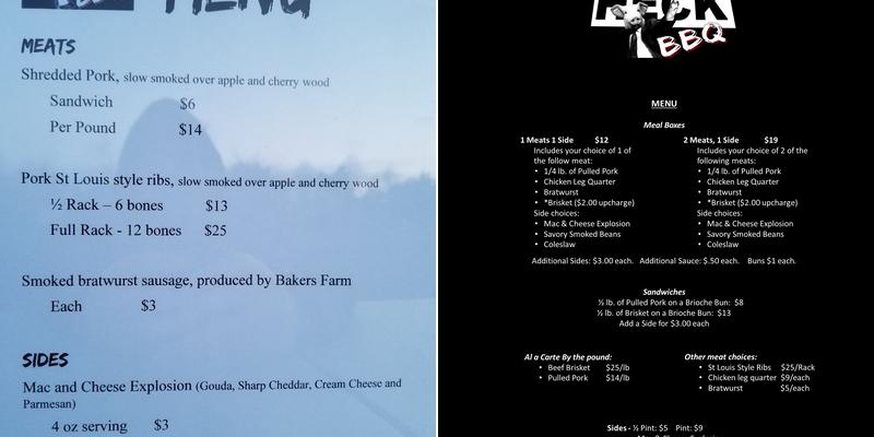 What The Heck Barbecue, LLC Menu