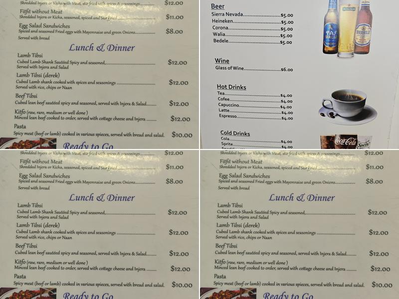 Selam restaurant Menu