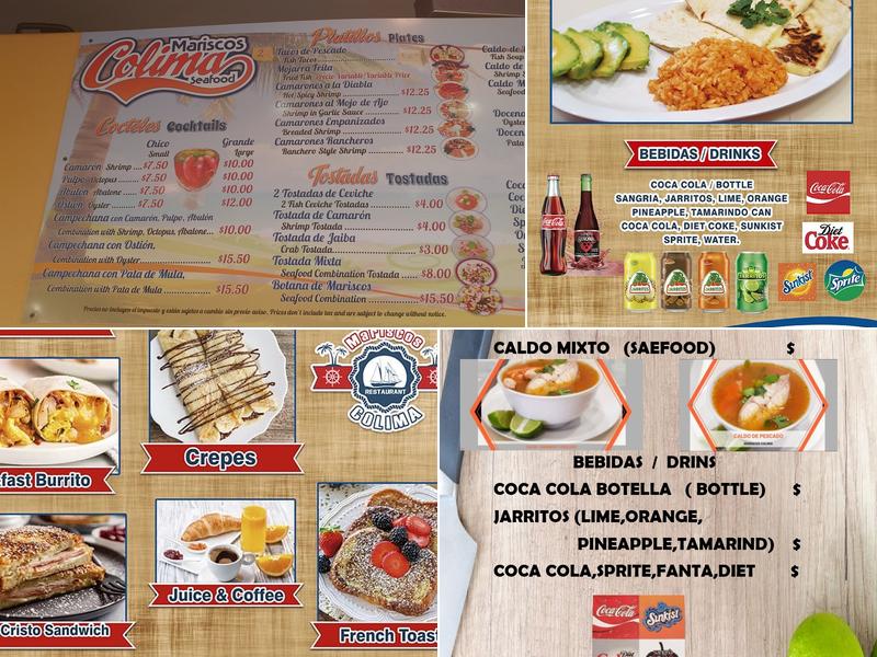 MARISCOS COLIMA RESTAURANT Menu