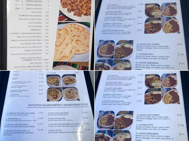 Restaurante Hermano Centroamericano Menu