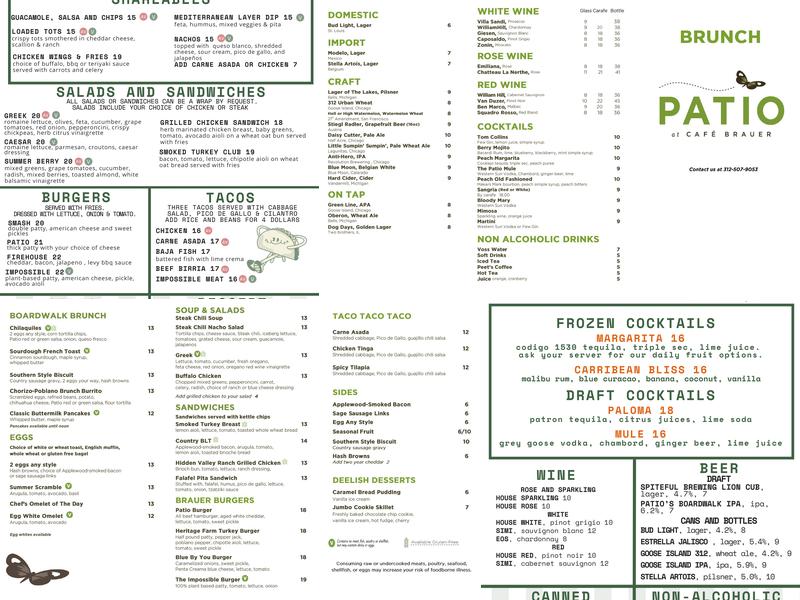 The Patio at Cafe Brauer Menu