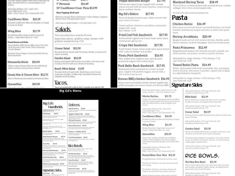Big Ed's Taphouse And Grill Menu