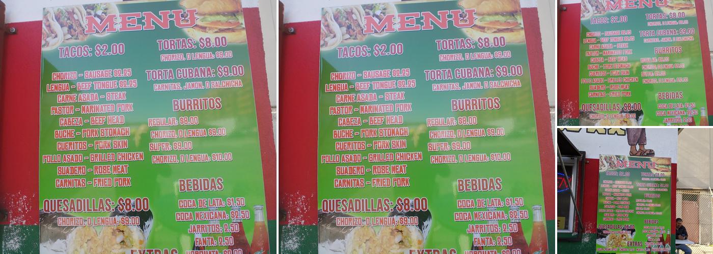 Tacos La Raza Menu