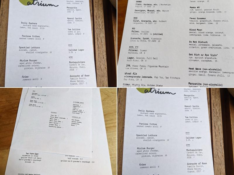 Atrium Menu