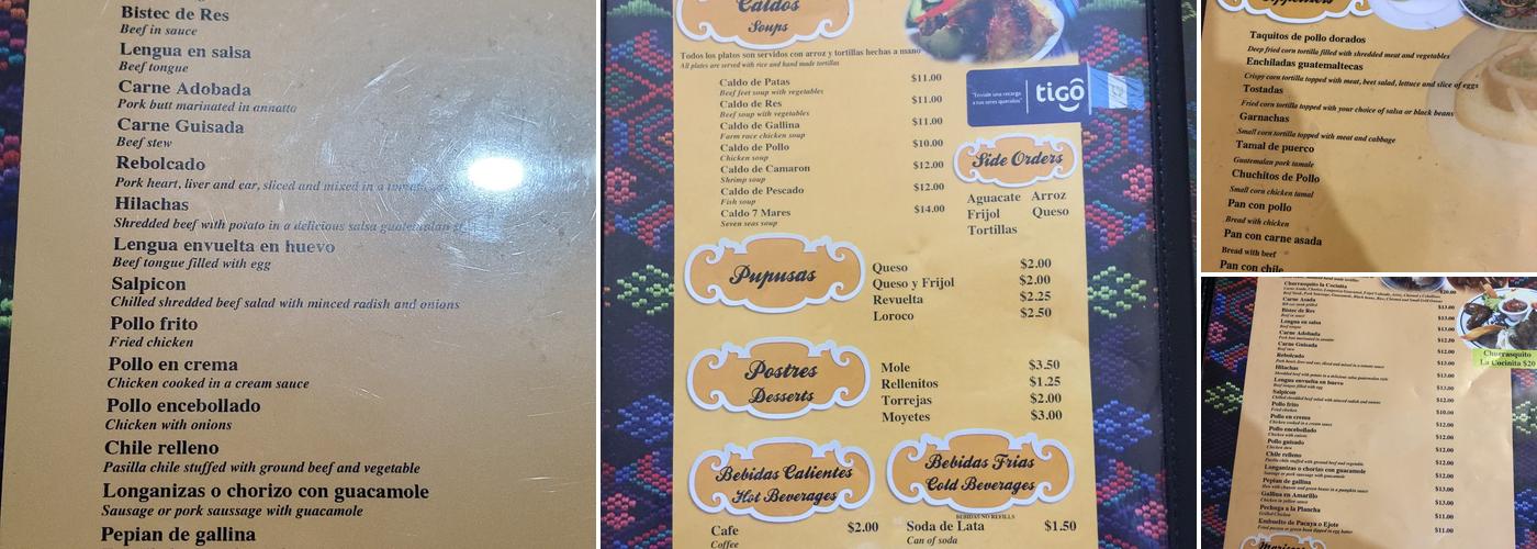 Mi Cocinita Chapina Menu