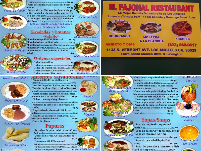 El Pajonal restaurant Menu