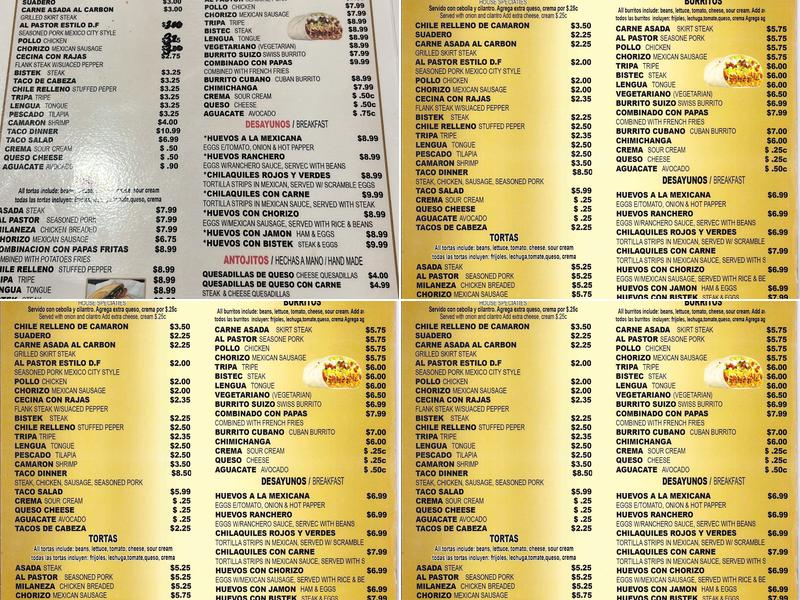 Taqueria El Dorado Menu