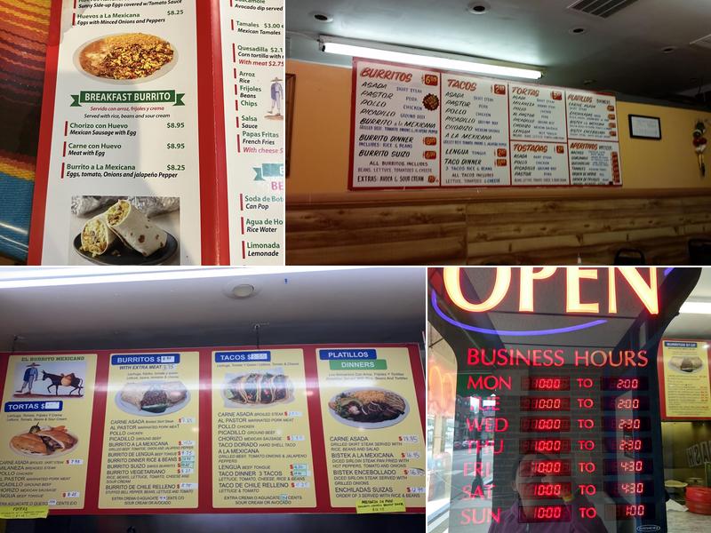 El Burrito Mexicano Menu