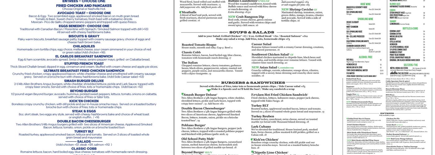 Lark Restaurant & Bar Menu