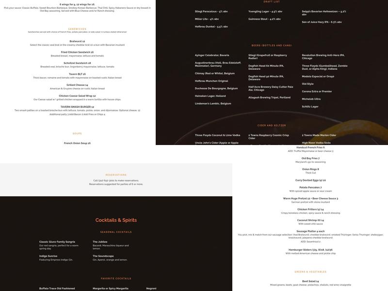 The Glunz Tavern Menu