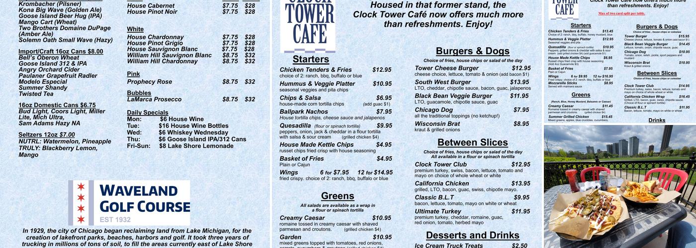 The Clocktower Cafe Menu