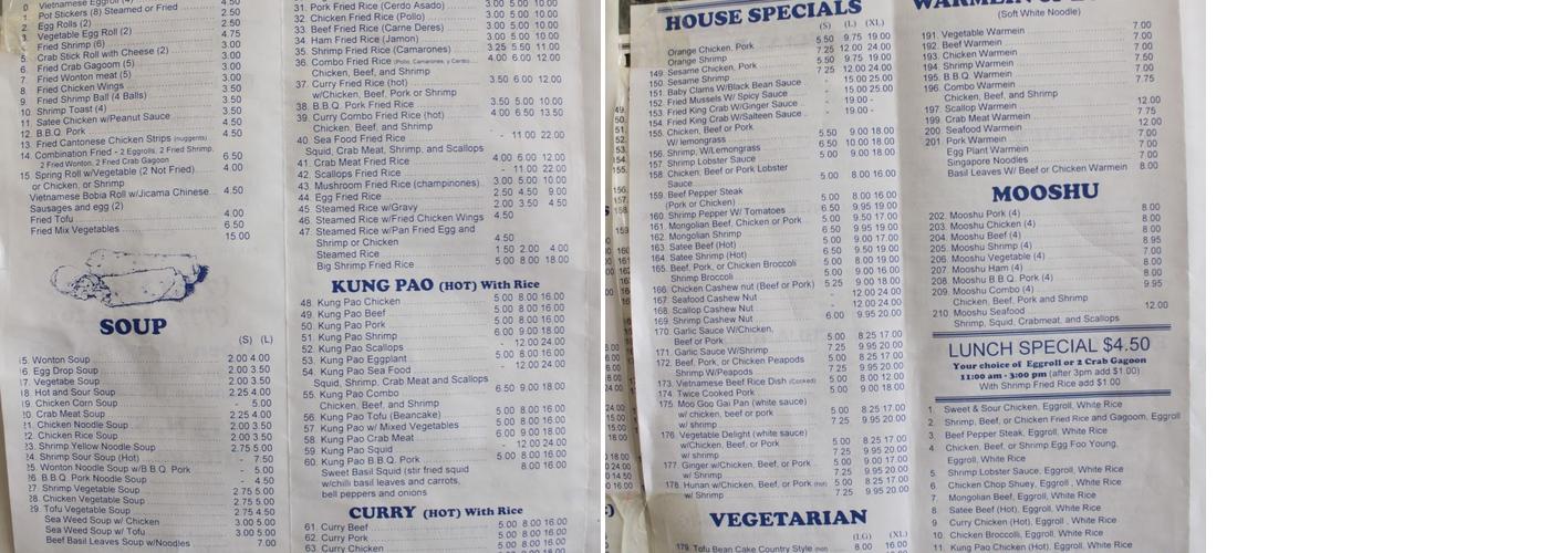 Miss Egg Roll Menu