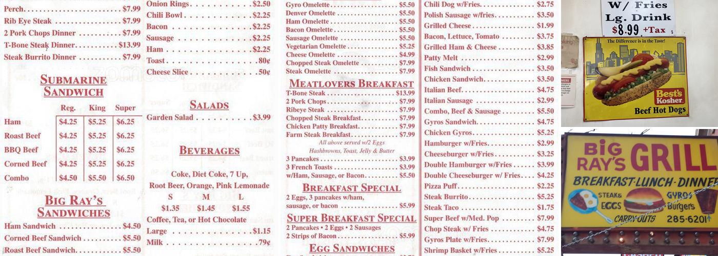 Big Ray's Grill Menu