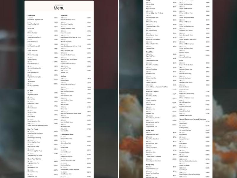 Silver Lake Kitchen Menu