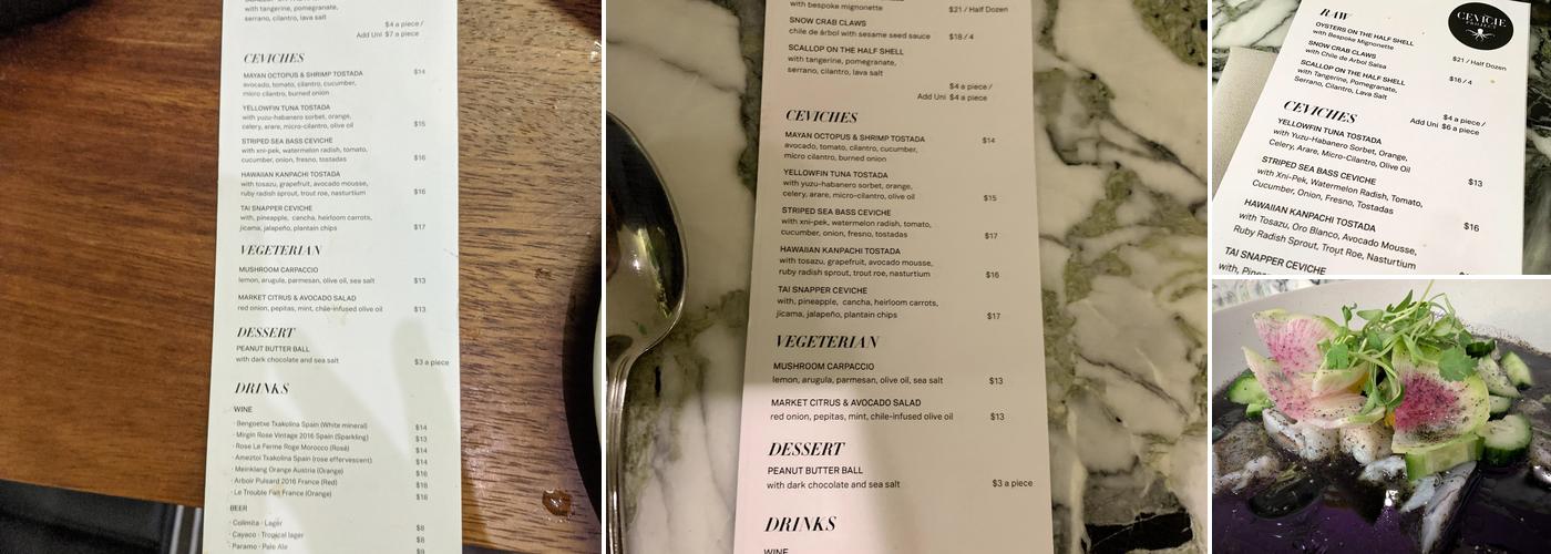 Ceviche Project Menu