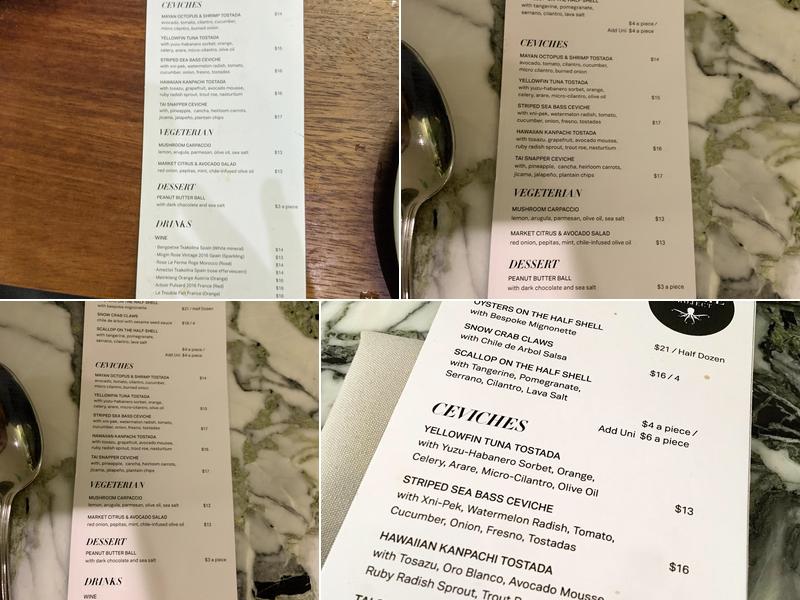 Ceviche Project Menu