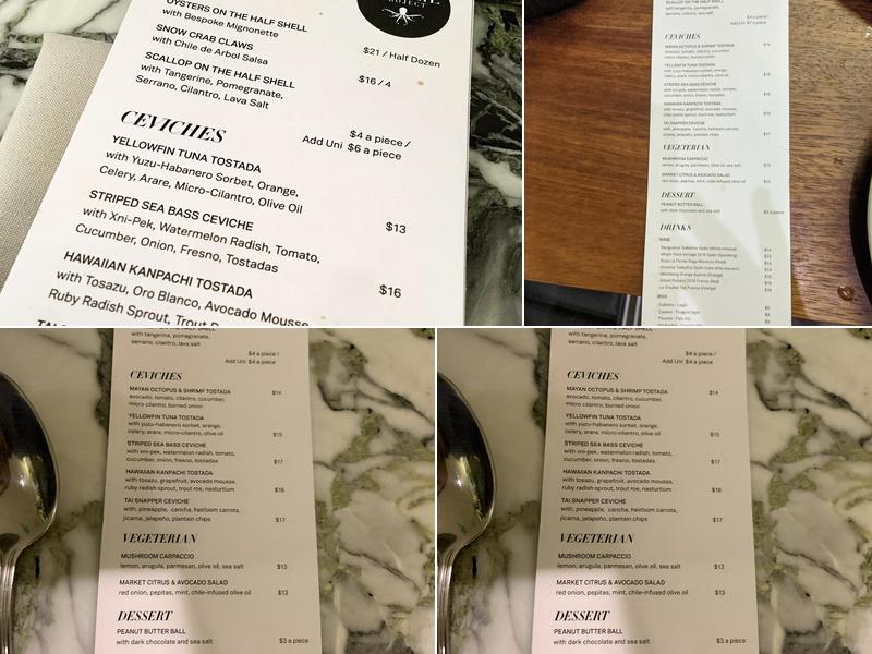 Ceviche Project Menu