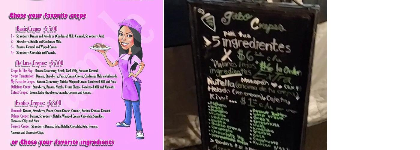 Gabo Crepes Menu