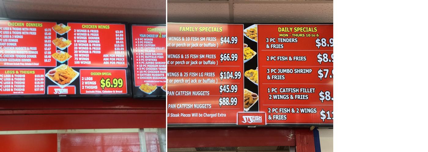 J & J Fish Menu