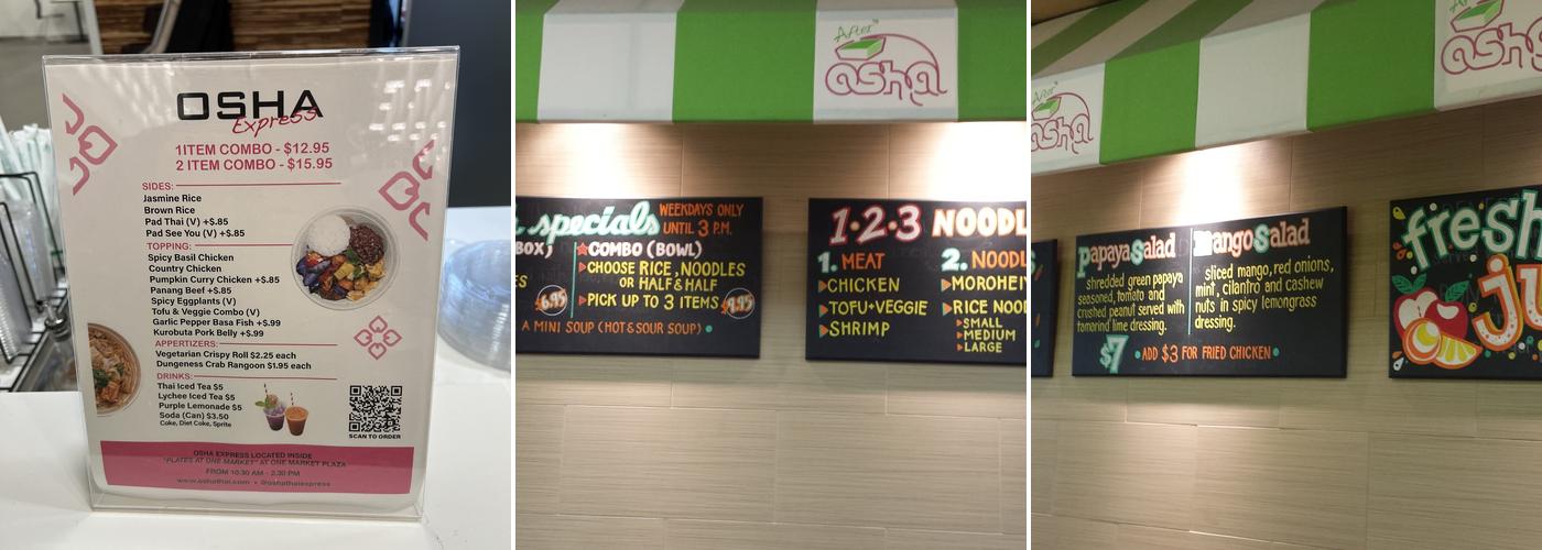 Osha Express Menu