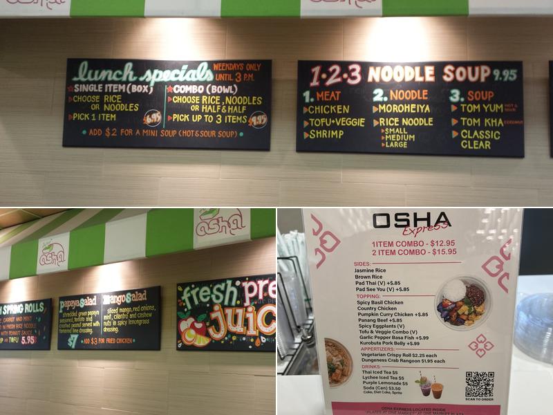 Osha Express Menu