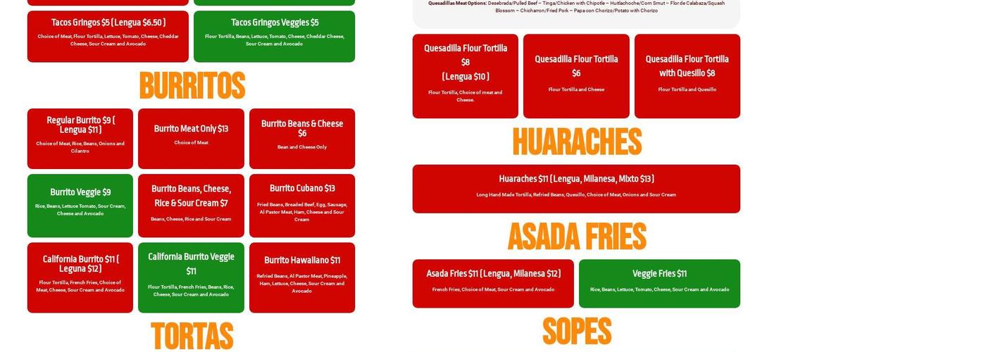 El Flamin Taco - Echo Park Menu