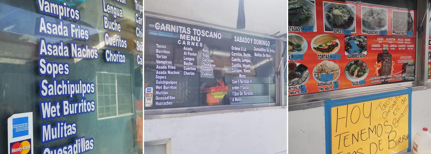 Carnitas Toscano De Huescalpa, Jalisco Menu