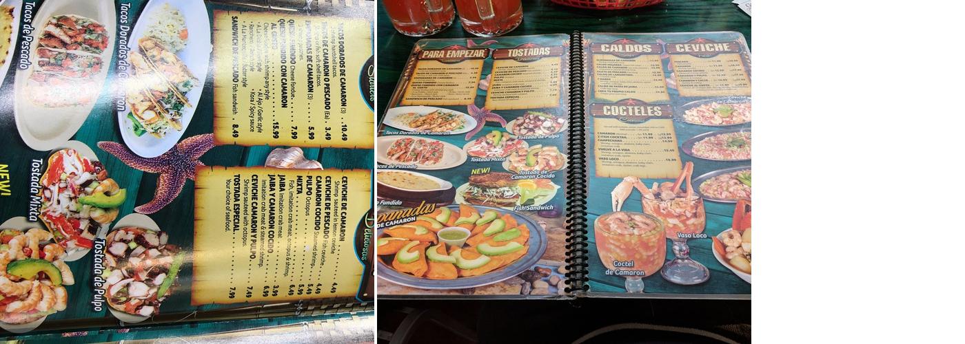 Mariscos Nayarit Menu