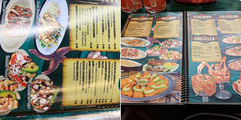 Mariscos Nayarit Menu