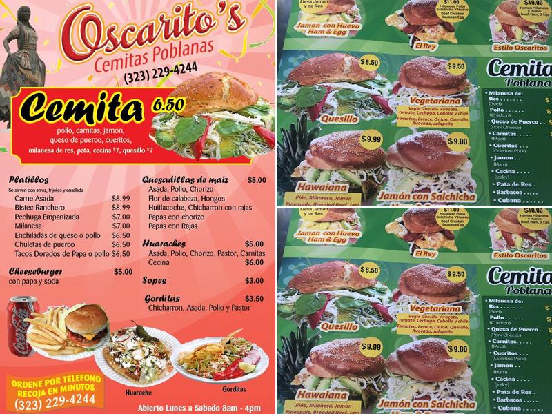 oscaritos cemitas poblanas Menu
