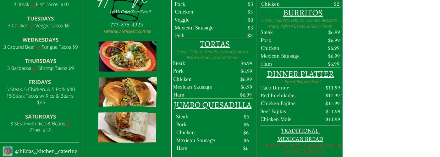 Hilda's Kitchen Menu