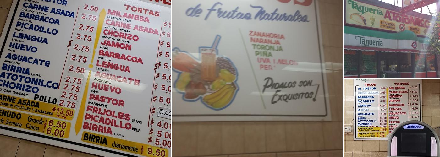Atotonilco Taqueria Menu