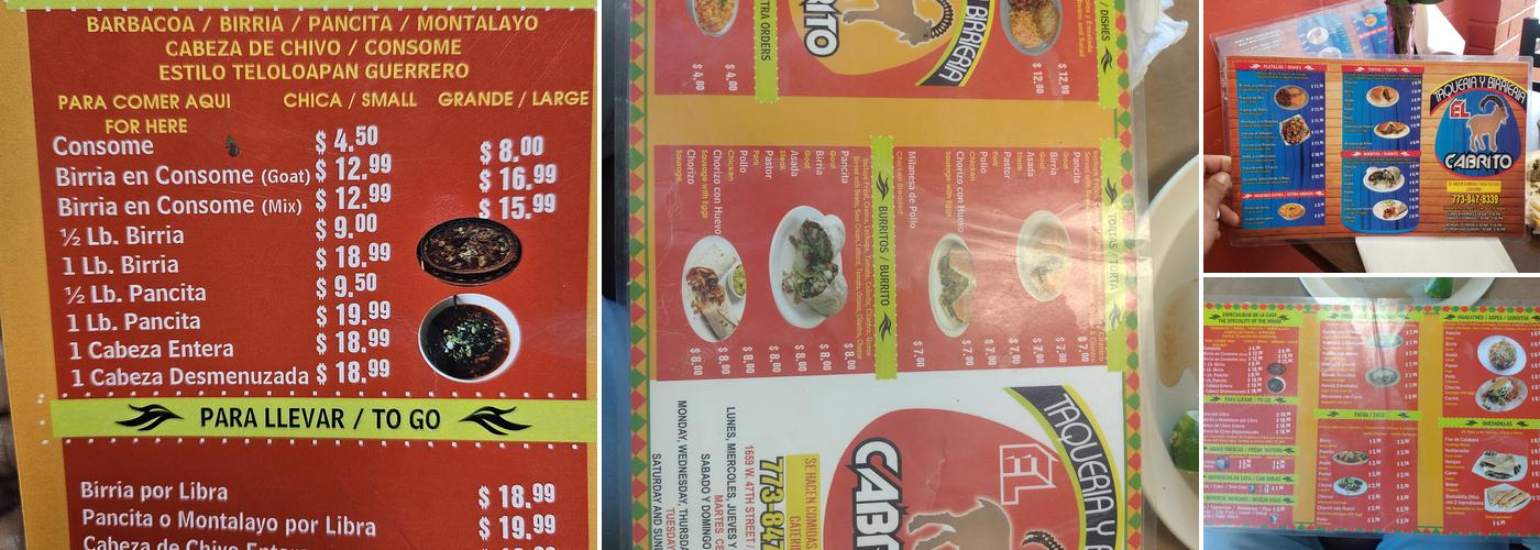 El Cabrito Restaurant Menu