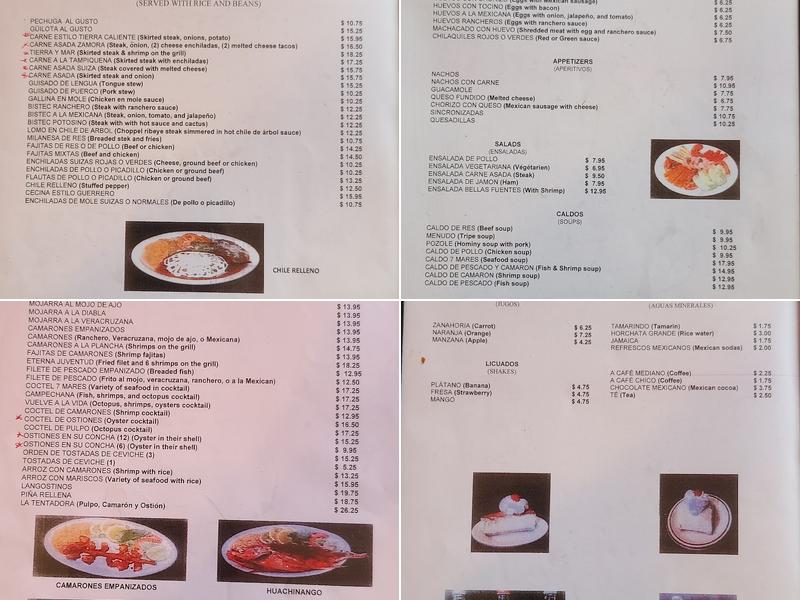 Bellas Fuentes Menu