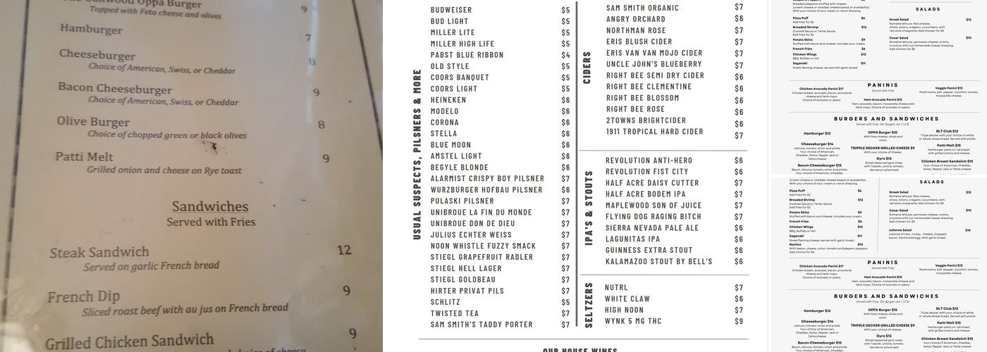 Oakwood 83 Menu