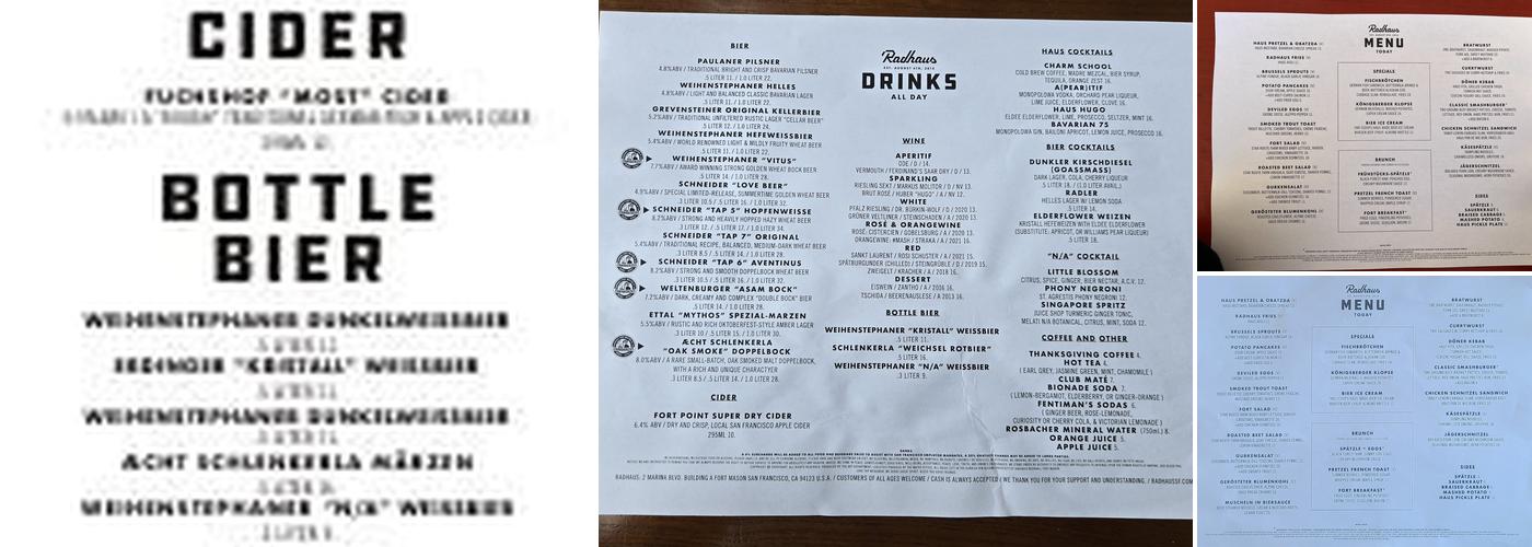 Radhaus Menu
