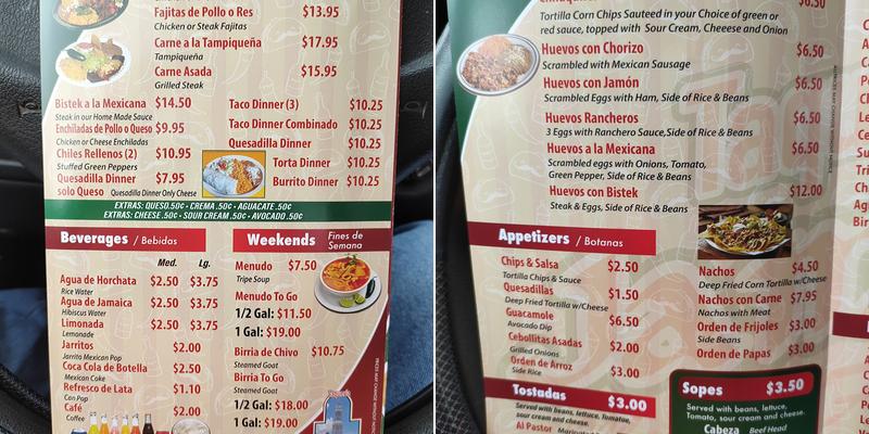 Taquería Jamay Jal Menu