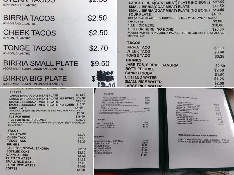Birrieria Estilo Jalisco Menu