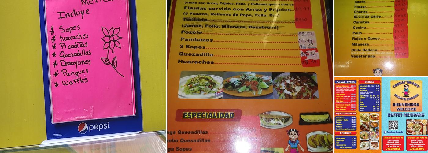 Taquizas Don Rafa Menu