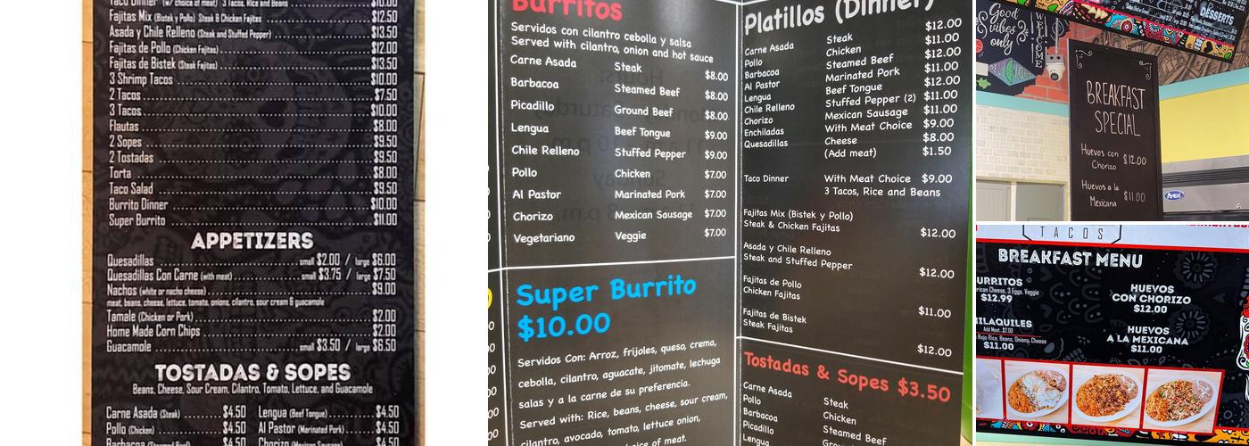 Simòn Tacos Menu