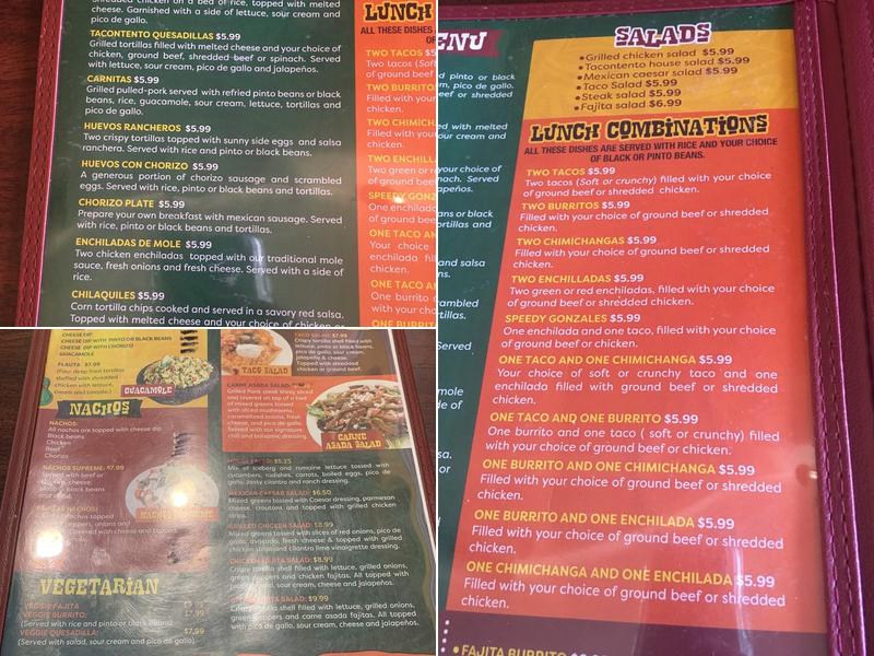 Taqueria Tacontento Menu