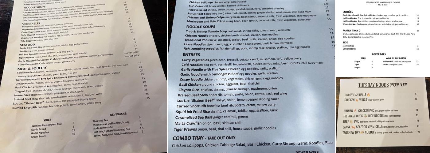 Le Soleil Menu