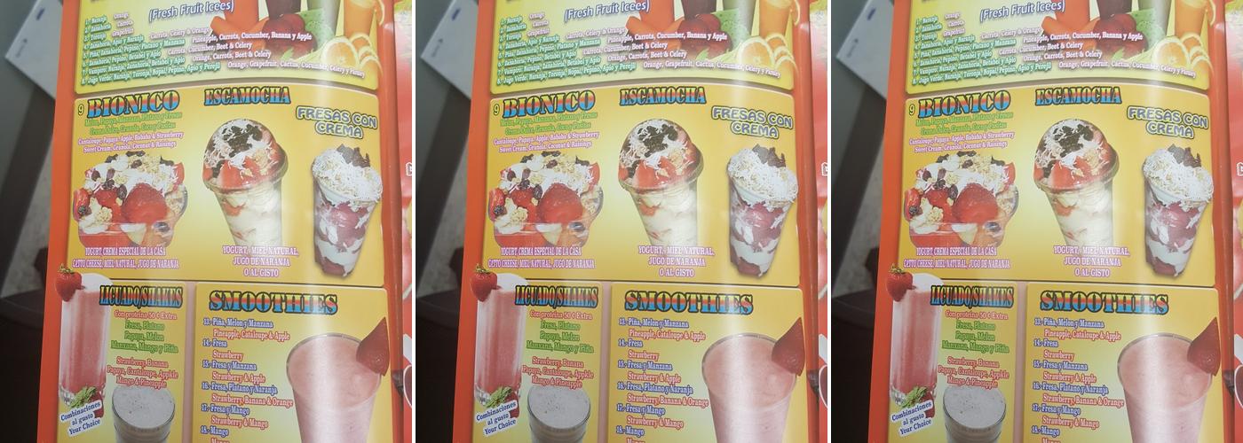 FrutiBionicos Sinaloa Menu