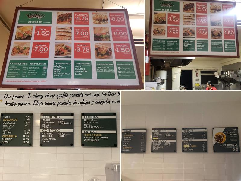 Zingo Tacos Menu