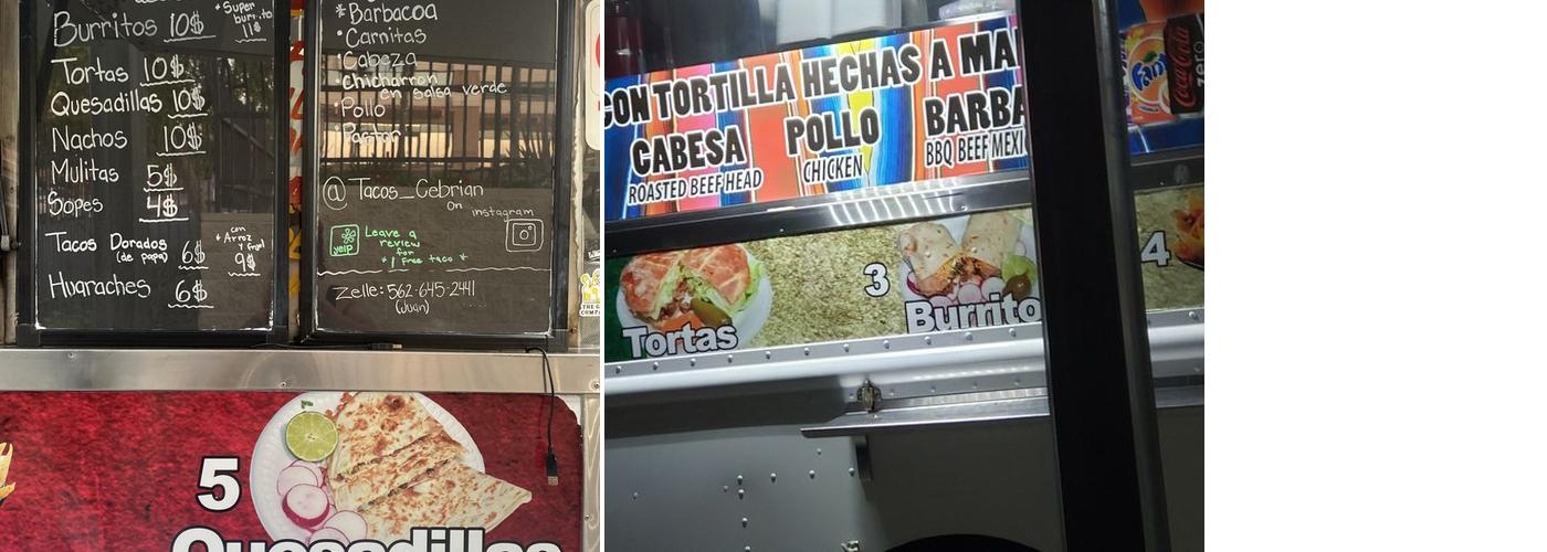 Tacos Cebrian Menu