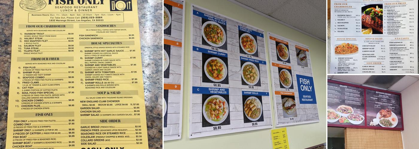 Fish Only Seafood Restaurant Menu