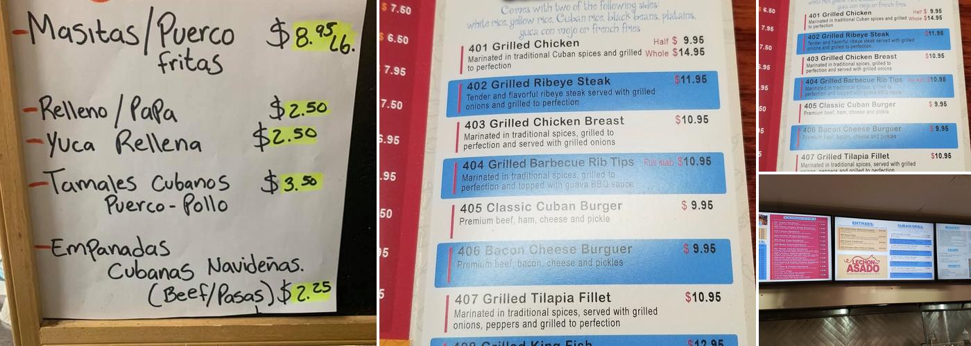 Sazon Cubano Menu